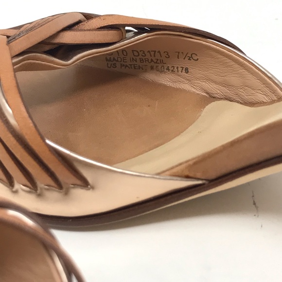 SOLD🎉Cole Haan Leather Slip On Heels Tan Gold - Picture 5 of 7